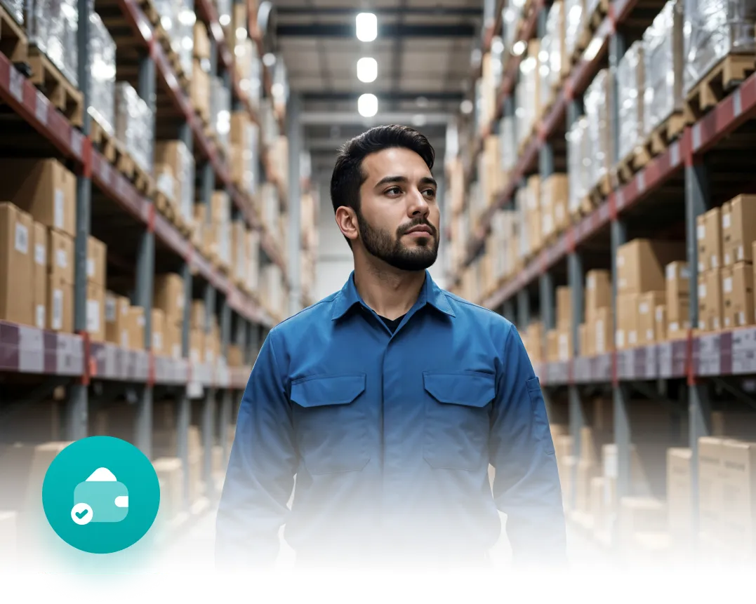 Channel partner managing orders and incentives in warehouse, representing a loyalty programme for business partners