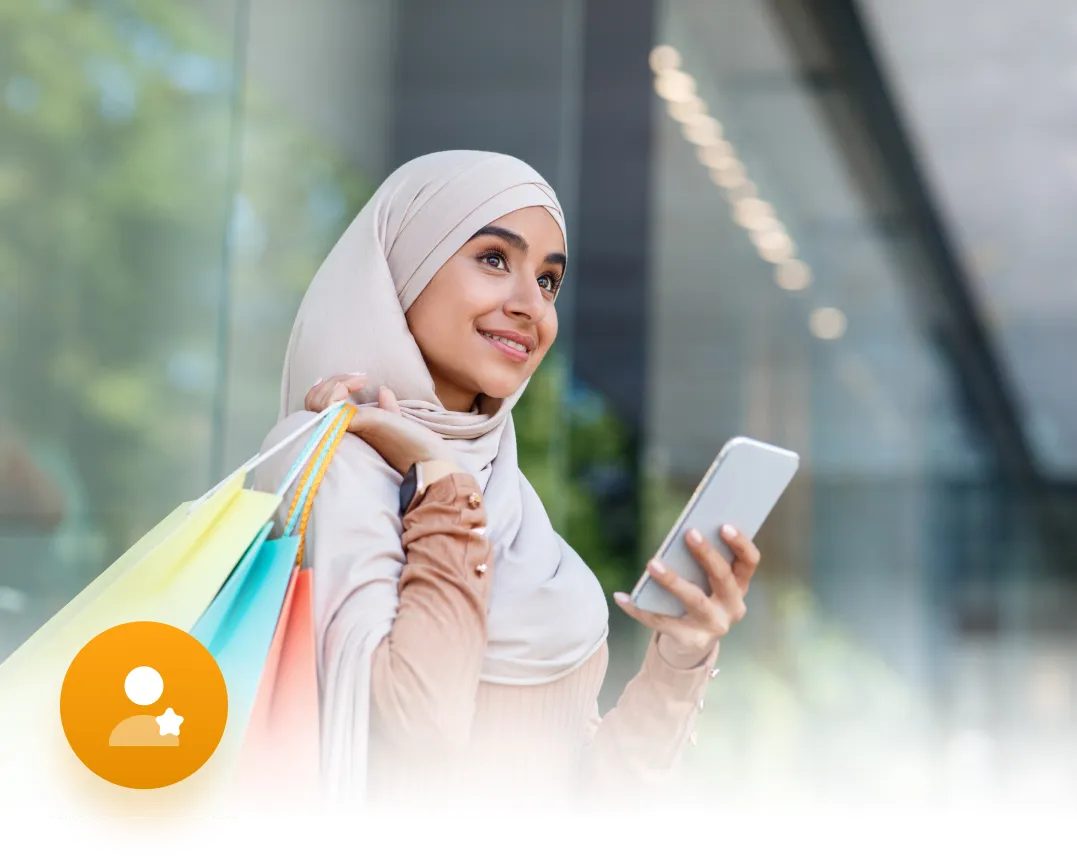 Customer shopping with rewards, representing a loyalty programme for repeat purchases